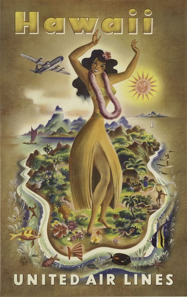 United Air Lines Hawaii Classic Travel Poster  Print